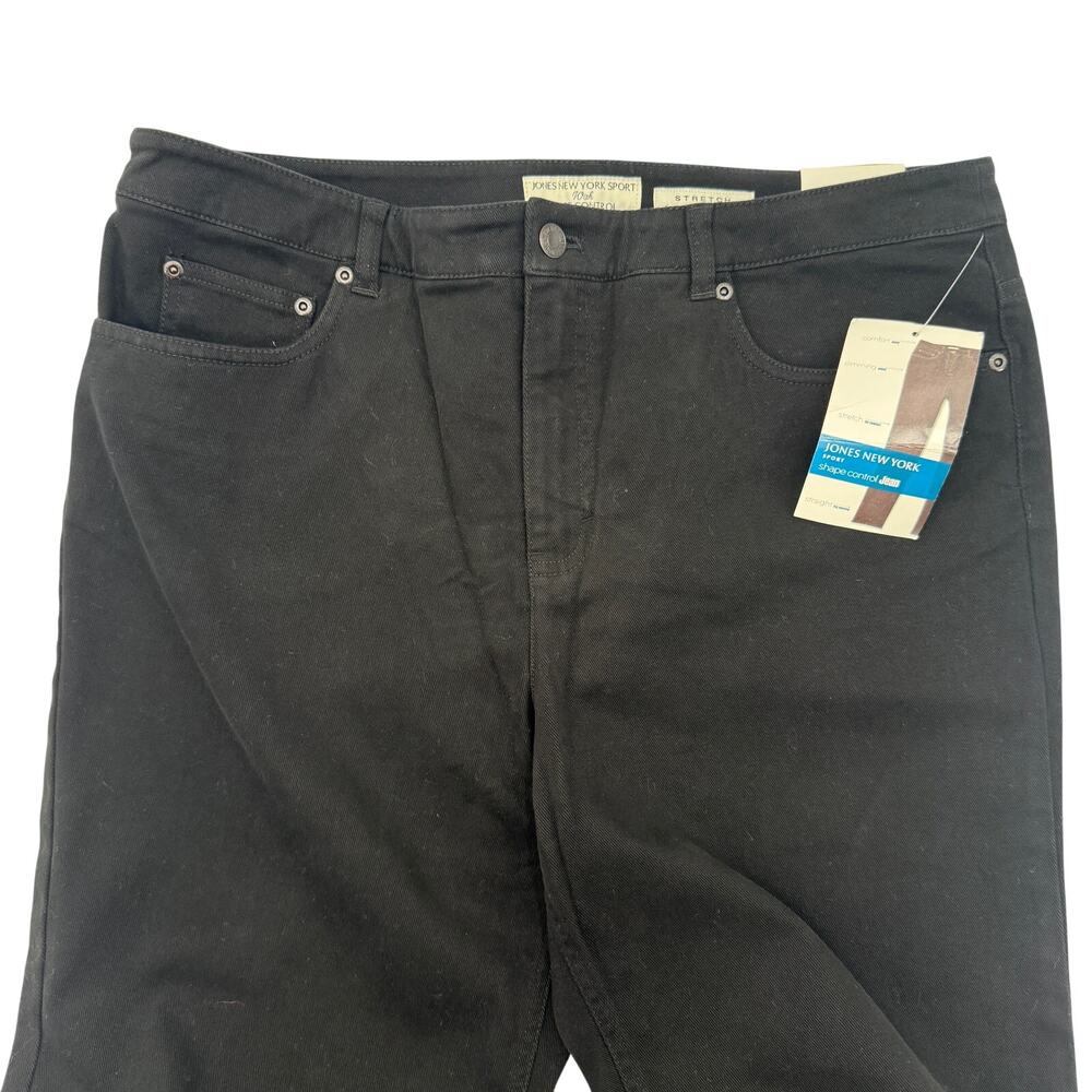 Jones New York black Shape Control denim Jeans women's 14 straight leg pants NEW - Picture 5 of 7